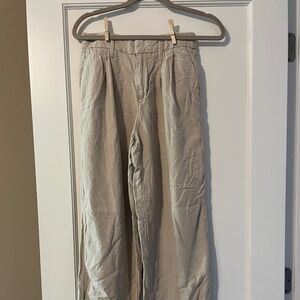 Women's A New Day High-Rise Linen Pleat Front Straight Pants Tan size 2